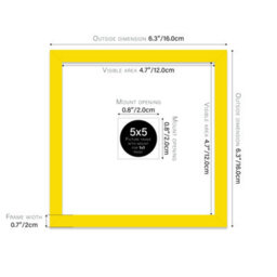 "5X5"" Yellow Picture Frame - 5X5"" Square Frame With 1X1"" Mount For 5X5""/1X1"" Pictures Moderrn Style Thin Edge, 1 Pack" - thumbnail 2
