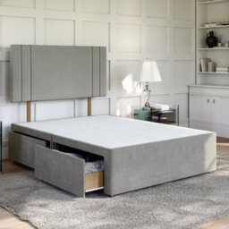 Divan Base Direct Naples Silver Platform Top Divan Bed Base 4Ft Small Double With Large End Drawer + Verona Strutted Headboard - thumbnail 2