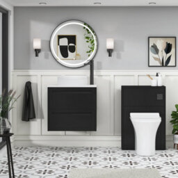 Royal Bathrooms Royal Bathroom Elmore 600mm Matt Nocturne Black Wall Mounted Bathroom Vanity Unit 2 Drawer Plain White Worktop With Round Basin - thumbnail 5