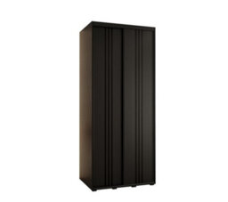 Arte Cannes Vi Sliding Door Wardrobe In Black - Premium Laminated Board - Pvc-Finished Edges - W100Cm X H205Cm X D60Cm
