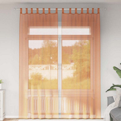 Berkfield Voile Curtains With Rod Pockets 2 Pcs Terracotta - image 1