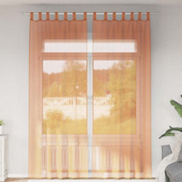 Berkfield Voile Curtains With Rod Pockets 2 Pcs Terracotta - thumbnail 1