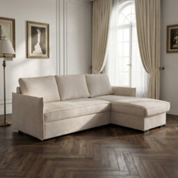 Megan Living Room Corner Sofa Bed With Storage Polyurethane Foam Wave Spring Wooden Frame 220X90X160Cm Cream - thumbnail 2
