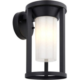 Non Automatic Outdoor Wall Light - Textured Black & White Polycarbonate Shade - thumbnail 1
