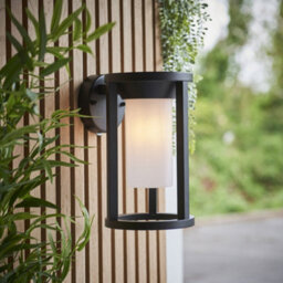 Non Automatic Outdoor Wall Light - Textured Black & White Polycarbonate Shade - thumbnail 3