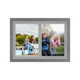 AK Frames 20X14 Marble Grey Modern Multi Photo Frame With Silver Mount - Holds 2 Apertures (2X) A4 Photos