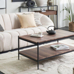 Beliani Home Industrial Coffee Table - Dark Brown Black Mdf And Metal, 100 X 52 X 45 Cm - thumbnail 2