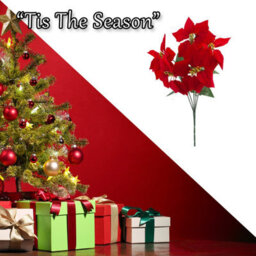 5 Head Poinsettia Bunch Christmas Decoration X 1 48Cm Red, Green - thumbnail 6