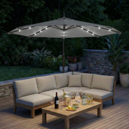Outsunny 3 M Cantilever Parasol Solar Led Lights, Light Grey - thumbnail 9