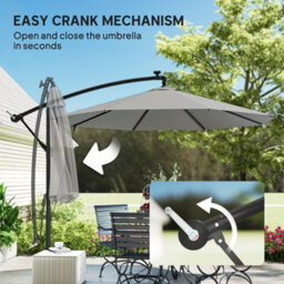 Outsunny 3 M Cantilever Parasol Solar Led Lights, Light Grey - thumbnail 8
