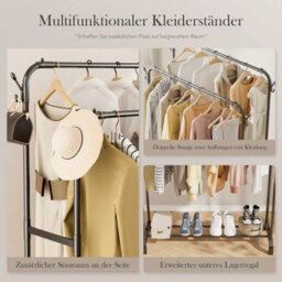 Without Wheels Heavy Duty Double Clothes Rail Hanging Rack Garment Display Stand Shoes - thumbnail 6