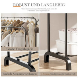 Without Wheels Heavy Duty Double Clothes Rail Hanging Rack Garment Display Stand Shoes - thumbnail 4