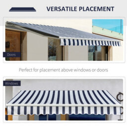Outsunny Garden Sun Shade Canopy Retractable Awning, 3 X 2.5M, Blue And White - thumbnail 5