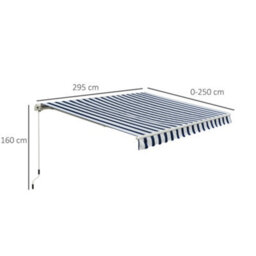 Outsunny Garden Sun Shade Canopy Retractable Awning, 3 X 2.5M, Blue And White - thumbnail 3