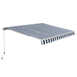 Outsunny Garden Sun Shade Canopy Retractable Awning, 3 X 2.5M, Blue And White - thumbnail 2