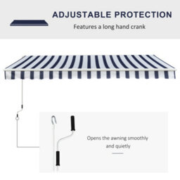Outsunny Garden Sun Shade Canopy Retractable Awning, 3 X 2.5M, Blue And White - thumbnail 7