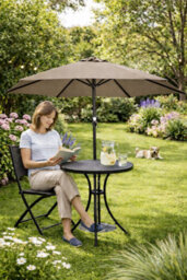 GardenCo Taupe 2M Outdoor Parasol - Garden Outdoor Crank Up Parasol Umbrella - Uv Rated 50 - 38mm Pole (Copy) - thumbnail 2