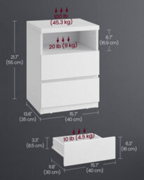 Songmics Kailyn Collection - Nightstand With Adjustable Led Light, Bedside Table With Drawers, Side Table, For Bedroom, Living Room - thumbnail 9