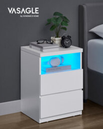 Songmics Kailyn Collection - Nightstand With Adjustable Led Light, Bedside Table With Drawers, Side Table, For Bedroom, Living Room - thumbnail 2