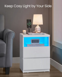 Songmics Kailyn Collection - Nightstand With Adjustable Led Light, Bedside Table With Drawers, Side Table, For Bedroom, Living Room - thumbnail 7