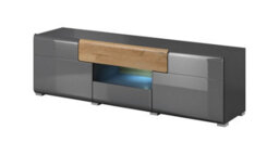 Arte Toledo 41 Tv Cabinet In Grey And Oak San Remo - Contemporary Elegance With San Remo Oak Accents - W1590mm X H480mm X D390mm - thumbnail 1