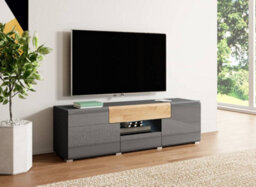 Arte Toledo 41 Tv Cabinet In Grey And Oak San Remo - Contemporary Elegance With San Remo Oak Accents - W1590mm X H480mm X D390mm - thumbnail 2