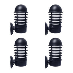 First Choice Lighting Set Of 4 Mason - Black Louvred Outdoor Wall Lights - thumbnail 1