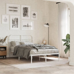 Berkfield Metal Bed Frame Without Mattress With Headboard White 120X200Cm
