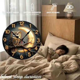 Moonlight Night Wooden Wall Clock  Round Silent Hanging Clock For Home Decor - thumbnail 3