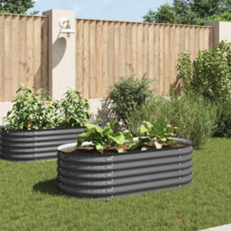 Berkfield Practical Garden Raised Bed 160X80X44 Cm Galvanised Steel Grey - thumbnail 2