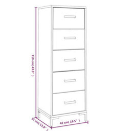 Berkfield Chest Of Drawers 42X35X110 Cm Solid Pinewood - thumbnail 7
