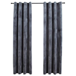 Berkfield Blackout Curtains With Rings 2 Pcs Velvet Anthracite 140X245 Cm - thumbnail 2