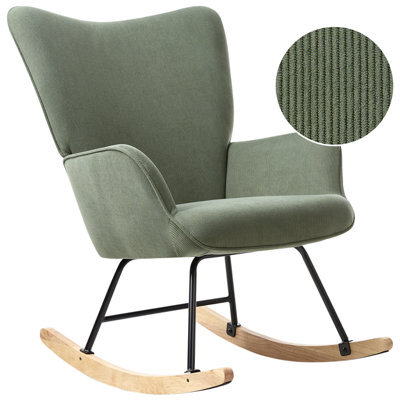 Beliani Rocking Chair Arset Corduroy Dark Green - image 1