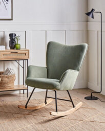 Beliani Rocking Chair Arset Corduroy Dark Green - thumbnail 2