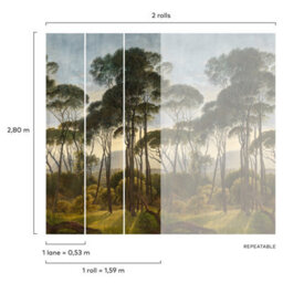 Grandeco Ancient Landscape Trees 3 Lane Repeatable Textured Mural, 1.59 X 2.8M - thumbnail 2