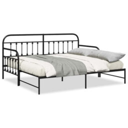 Berkfield Daybed Frame With Trundle Black 90X200 Cm Steel - thumbnail 4