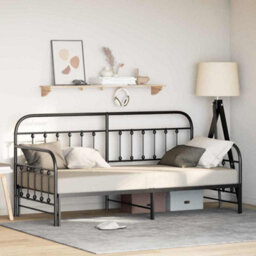 Berkfield Daybed Frame With Trundle Black 90X200 Cm Steel