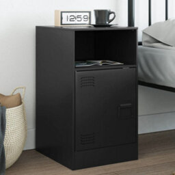 Berkfield Bedside Cabinet Black 34.5X39X62 Cm Steel - thumbnail 1