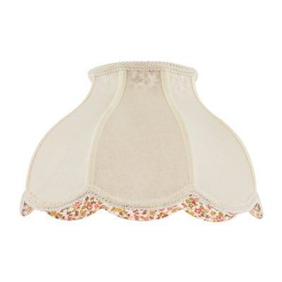 Happy Homewares Cream Victorian Lamp Shade With Scallop Edges And Floral Inner Lining - image 1