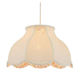Happy Homewares Cream Victorian Lamp Shade With Scallop Edges And Floral Inner Lining - thumbnail 2