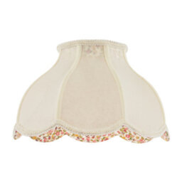 Happy Homewares Cream Victorian Lamp Shade With Scallop Edges And Floral Inner Lining - thumbnail 1