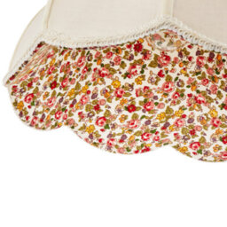 Happy Homewares Cream Victorian Lamp Shade With Scallop Edges And Floral Inner Lining - thumbnail 3