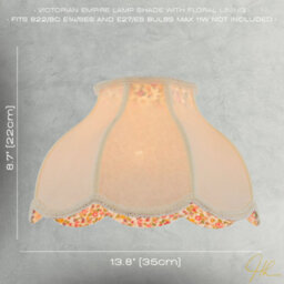 Happy Homewares Cream Victorian Lamp Shade With Scallop Edges And Floral Inner Lining - thumbnail 7