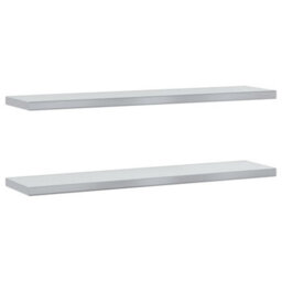 Berkfield Wall Shelves 2 Pcs 100X23.5X3 Cm Silver Stainless Steel - thumbnail 2