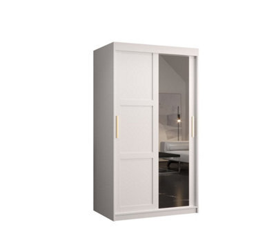 Arte Ramiro Ii Contemporary 2 Sliding Door Wardrobe 5 Shelves 2 Rails White Matt (H)2000mm (W)1000mm (D)620mm - image 1