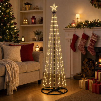 Christmas Cone Tree Decoration With Led Lights And Star Topper - image 1