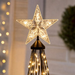 Christmas Cone Tree Decoration With Led Lights And Star Topper - thumbnail 2