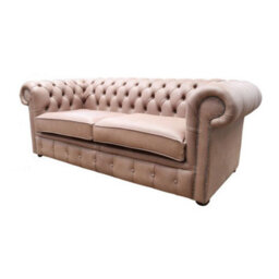 Chesterfield 3 Seater Selvaggio Beaver Brown Leather Sofa Settee In Classic Style - thumbnail 2