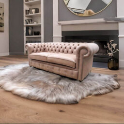 Chesterfield 3 Seater Selvaggio Beaver Brown Leather Sofa Settee In Classic Style - thumbnail 4