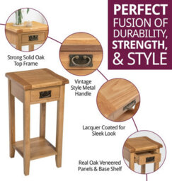 Hallowood Furniture Monchique Oak Medium Lamp Table - thumbnail 2